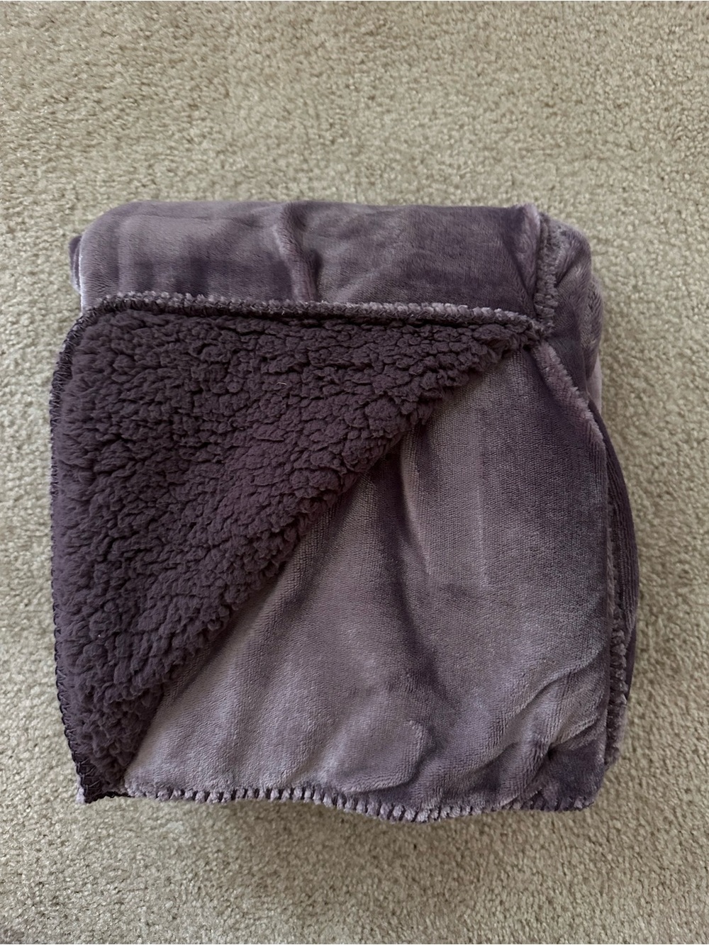 Plush Purple Cozy Sherpa Lined Throw Blanket